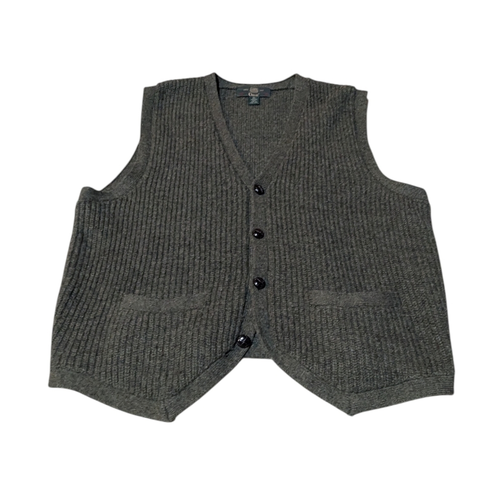 Orvis 100% Shetland Wool Vest Forest Green Size Extra Large Chunky Grandpa